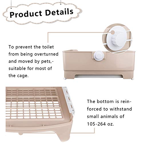 PINVNBY Litter Box for Rabbits with Drawer,Plastic Rabbit Toilet Box,Large Corner Bunny Potty Trainer Pan for Guinea Pig Chinchilla Ferret Small Animals(Brown) - color: Brown