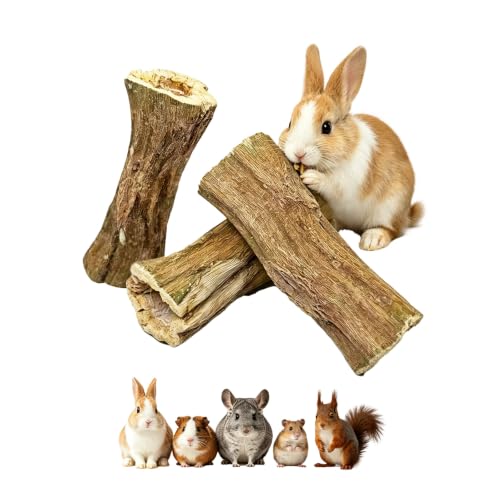 Bunny Chew Toys for Teeth Guinea Pig Treats Papaya Wood for Rabbit (3.5oz) | bunny supplies,rabbit enrichment toys,rabbit stuff,for bunny guinea pig chinchilla Hamster rabbit toys for bunnies boredom - size: 3.5oz（C）