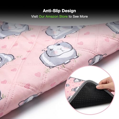 GuineaLoft™ Guinea Pig Cage Liner 2-Pack - Pink, 47" x 24" Reusable Washable Bedding, Absorbent & Waterproof Pee Pad for Model-A & C&C Cages, Rabbits, Dogs, Cats & Small Pets - color: Pink