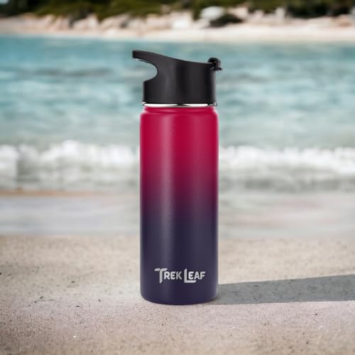 Travel Water Bottle with 3 Lids (Spout, Straw, Flip) Leak Proof, Quality, Vacuum Insulated, Stainless Steel (Mixed Berry, 18 oz) - color: Mixed Berry, size: 18 Ounces