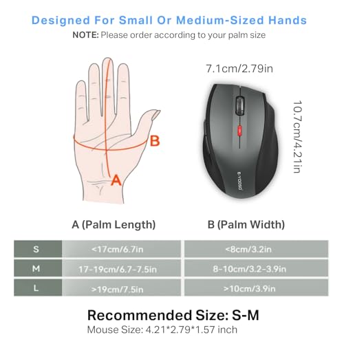E-YOOSO Wireless Mouse for Laptop, Silent Portable Computer Mouse with 6 Buttons, 4800 DPI, 18 Months Battery Life, 2.4GHz Quiet Optical USB Mouse for PC Chromebook Windows Mac