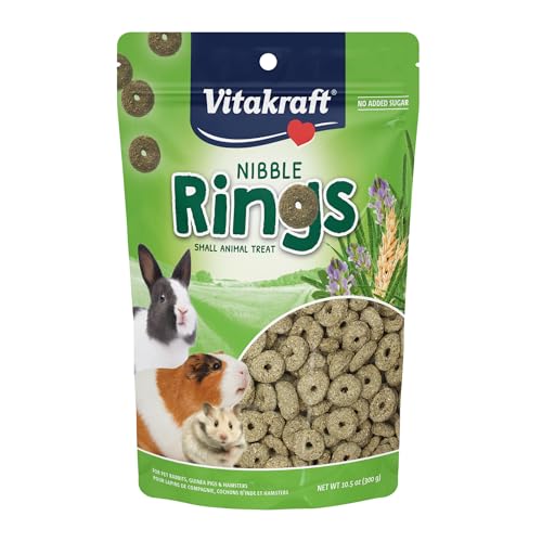 Vitakraft Nibble Rings Small Animal Treat, 10.6 oz Healthy Crunchy Snack for Rabbits, Guinea Pigs, Hamsters & Other Small Pets, Wholesome Wheat & Alfalfa, Added Vitamins & No Artificial Flavors - size: 0.04 Ounce (Pack of 300)