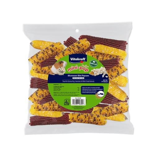 Vitakraft Mini Pops Microwavable Corn Cobs for Small Animals - Corn on The Cob Snack for Hamsters, Rabbits, & Guinea Pigs - Pet Treat & Enrichment Chew Toy - Popcorn for Small Animals (1lb) - size: 1 Pound (Pack of 1)