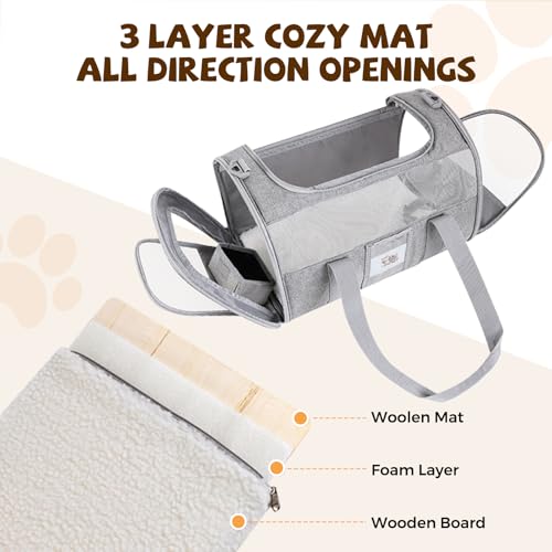 Soft Cat Carrier with Detachable Food Bowl,Pet Travel Bag (Up to 16 lbs) | Puppy Crate with Lockable Zippers,Airline Travel for Small Dog,Kitten,Animal,Breathable Mesh Kennel ,Carrying Case,Grey - color: Gray, size: 17.0"L x 12.0"W x 11.0"H
