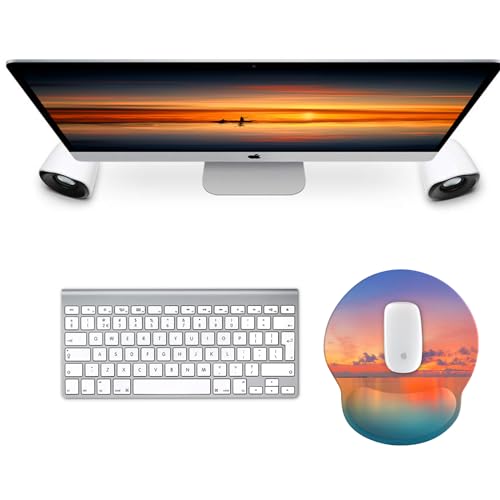 Mouse Pad with Wrist Rest, Comfortable Computer Mousepad with Gel Wrist Support Smooth Surface and Non-Slip PU Base for Pain Relief, Laptop, Office & Home (Oceanic Sunset) - color: Oceanic Sunset