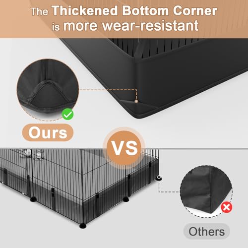 Tresbro Guinea Pig Cage with Waterproof PVC Bottom Liner & One-Hand Release Hook, Triple Fixing C&C Cage for Guinea Pigs, Bunny, Rabbit, Hedgehog, Small Animal Indoor Playpen 48''L x 24''W x 16''H - size: 12 Panels