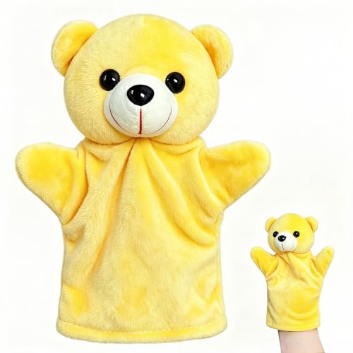 Brown Bear Hand Puppet Plush Toys (1 Pack) for Imaginative Pretend Play, Puppet Interactive Finger Toy, Cute Bear Stuffed Animals Hand Puppets for Toddlers, Kids Prizes, Easter Basket Stuffers - style: Bear