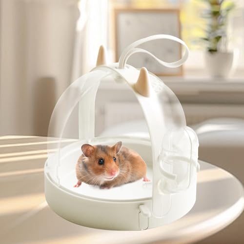 Hamster Portable Cage Travel Case,Hamster Carrying Cage High Permeability Guinea Pig Travel Cage with Water Bottle Travel Carrier for Gerbils Mice Guinea Pigs Sugar Glider(White) - color: 【White】