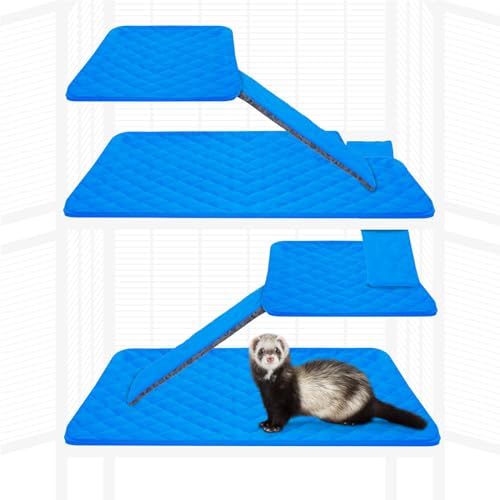 Paw Inspired Fitted Fleece Liner Set for Critter Nation 2-Story Cage, Blue | Double Unit Combo Pack for Ferret Nation/Critter Nation Cage, For Ferrets, Rats, Chinchillas, Hedgehogs, Small Animals, Pets - color: Blue, size: Double Unit Combo