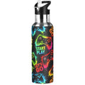 Colorful Joystick Gamepad Kids Water Bottles, Insulated Sports Vacuum Stainless Steel Thermos Mug with Straw Lid & Handle 20 oz - color: AB01