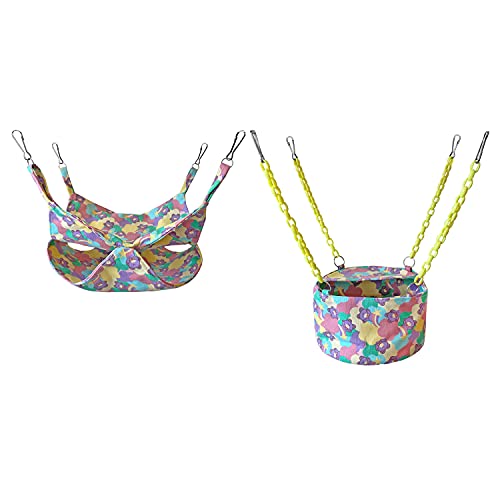 Small Pet Cage Hammock, Sugar Glider Bed Hammock Set Rat Bed Guinea Pig Cage Accessories Bedding Cozy Ferret Tunnel Cave Small Animals Bed for Chinchilla Parrot Hamster