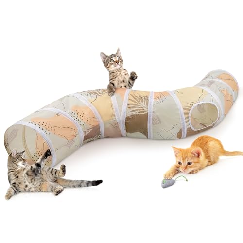 Glittme Cat Tunnel, Cat Tunnels for Indoor Cats, S-Shape Cats Cave with Cat Toys, Foldable Cat Tubes and Tunnels for Cats, Rabbit, Puppy, Guinea Pig | Interactive Bunny Tunnel And Cat Tubes With Crinkle Sounds. Ideal For Kittens, Ferrets And Small Pets To