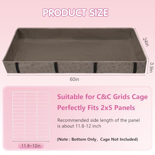 Funfurry Waterproof Guinea Pig Cage Liner,Washable Tarp Bottom Base,Cage Liners for Small Animals,Hamster Chinchilla Hedgehog Ferret Rabbit. (Tan Brown-Paw, 24" X 60") - color: Tan Brown-Paw, size: 24" X 60"