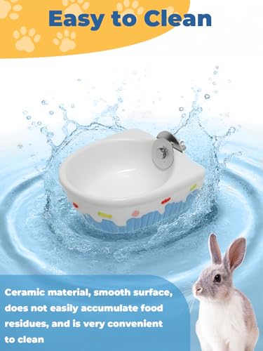 Chinchilla Food Bowl Ceramic Guinea Pig Cage Feeder Hanging Bunny Food Dish Small Animal Feeding Bowls for Syrian Hamster Ferret Gerbils (Blue) - color: Blue