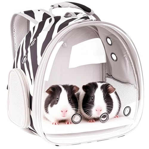 Portable Small Animal Backpack Travel Breathable Pet Carrier Bag Cages for Guinea Pig, Rabbit, Bearded Dragon, Squirrel, Tortoise, Bird, Lizard, Sugar Glider - color: Zebra Print