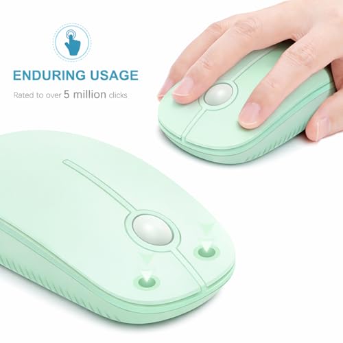 VssoPlor Wireless Mouse, 2.4G Slim Computer Laptop Mouse, Light Green | Portable Mouse, Plug & Play USB Nano Receiver, Quiet Silent Optical Mice for Notebook, PC, Laptop, Computer, Windows, Mac - color: Light Green