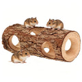 Toddmomy Wooden Hamster Hideout Tunnel for Small Animals 5.90X2.36X2.36In Rat and Guinea Pig Shelter Tube Habitat Safe Play and Rest Space