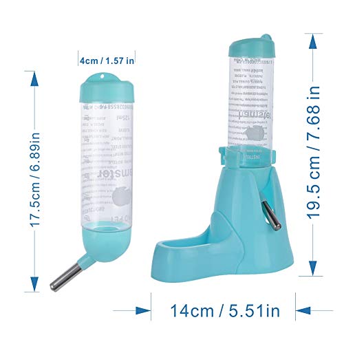 Guardians Hamster Water Bottle, Little Pet Automatic Drinking Bottle with Food Container Base Hut Hanging Water Feeding Bottles Auto Dispenser for Small Animals(125ml,Blue) - color: Blue, size: 125ml