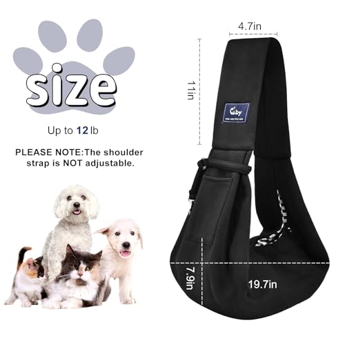 Dog and Cat Sling Carrier - Hands Free Reversible Pet Papoose Bag - Soft Pouch and Tote Design - Suitable for Puppy, Small Dogs Cats Outdoor - color: Black Senior
