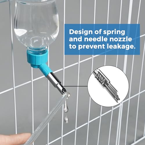VANNON 17oz Small Animal Water Dispenser for Crate, Parrots Water Bottle for Cage, Chewproof Pet Water Bottle for Rabbits, Guinea Pigs, Ferrets, Chinchillas and Other Small Rodents, Top Fill, Blue - color: Blue