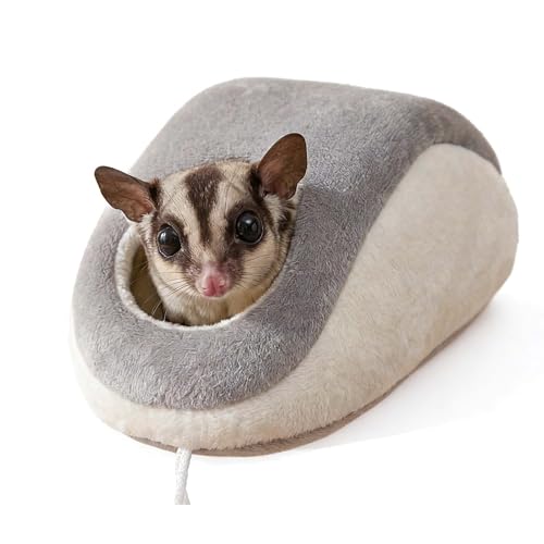 Computer Mouse-Shaped Small Animal Nest, Sugar Glider Pouch, Washable Mini Pet House for Hamster, Hedgehog, Sugar Glider, Guinea Pig, 8×16cm(Grey)