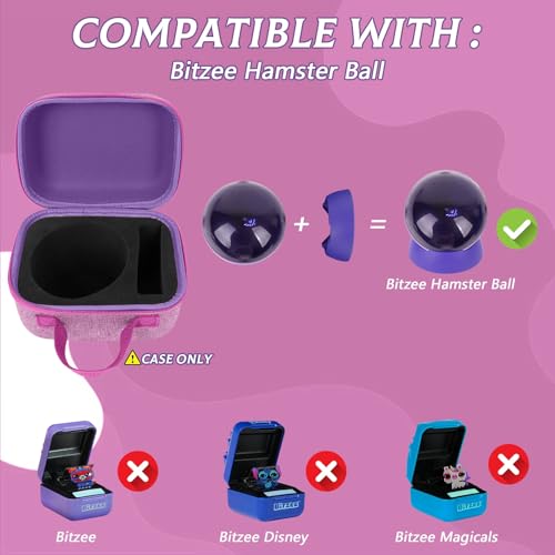 YouKnow Travel Case for Bitzee Hamster Ball Interactive Toy - Shockproof Storage Box with Custom Foam Insert & Carry Handle, Fits Electronic Pet Toy + Dock (Only Case) (Purple) - color: Purple