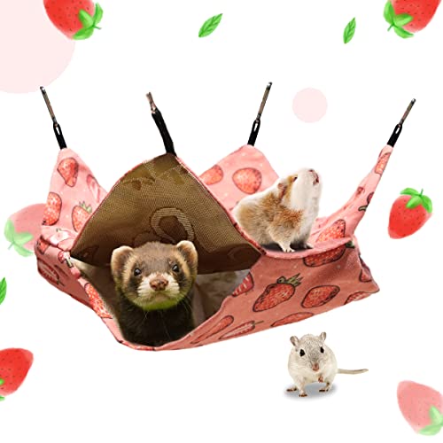 LEFTSTARER Guinea Pig Rat Ferret Hammock Bed Chinchilla Hamster Squirrel Hanging Hammock Summer Ice Surface Bed Cage Stuff Accessories