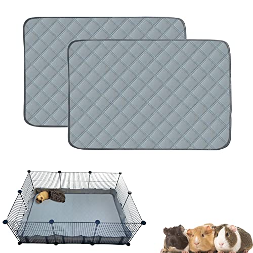 2 Pack Guinea Pig Cage Liners for C&C 2x3 Habitat Washable Guinea Pig Bedding Super Absorbent | Waterproof | Non Slip| Reusable Guinea Pig Pee Pads for Small Animals Cage - 41.3" x 27.6" - color: Light Grey, size: 41" x 28" (2 Pack)