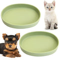 Fhiny 2 PCS Silicone Cat Food Bowls Shallow Dog Bowl 7" Non-Slip Pet Feeding Dishes for Dry and Wet Food Whisker Fatigue Cat Plates for Kitten Puppy and Small Pets(Green) - color: Green