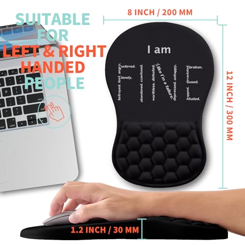 Ergonomic Mouse Pad Wrist Support with Memory Foam Massage Bulge, Carpal Tunnel Pain Relief Mousepad Wrist Rest for Mouse(12x8 inch, I Am Fine) - color: Kg022-i Am Fine