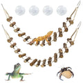 VCEPJH 2pcs Reptile Bridge Leopard Gecko Climbing Ladder Wooden Basking Lounger Reptile Tank Accessories for Hermit Crab Juvenile Bearded Dragon Chameleon Small Lizard (Fruit Wood)