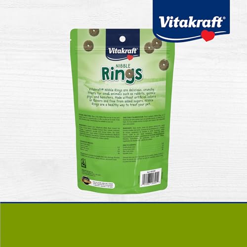 Vitakraft Nibble Rings Small Animal Treat, 10.6 oz Healthy Crunchy Snack for Rabbits, Guinea Pigs, Hamsters & Other Small Pets, Wholesome Wheat & Alfalfa, Added Vitamins & No Artificial Flavors - size: 0.04 Ounce (Pack of 300)