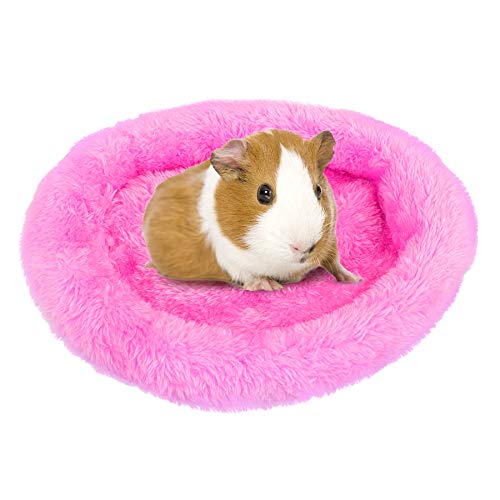 FEBSNOW Guinea Pig & Hamster Beds - Hedgehog, Squirrel & Tortoise/Lizard Beds | Washable Warm Fleece Material, For Guinea Pigs and Hamsters, Cosy Sleeping and Hiding Spot, Anti-Slip Bottom - color: Pink, size: 7 inches x 7 inches