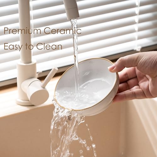 Cat Bowl, Ceramic Small Pet Bowl Pack of 3, Dishwash Safe Pet Food and Water Bowl Dishes for Small Dog, Fat Faced Cat, Kitten, Rabbits Puppy Birds(Safe Food-Grade Ceramic), White - color: White