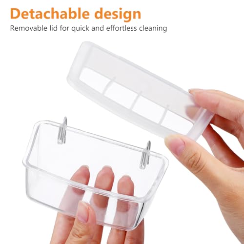 NOLITOY Hanging Bird Feeder for Cage, 2 Pack 4 Compartment Food and Water Bowl Bird Cage Cup, Plastic Feeder Cups for Parakeet Parrot Budgie Canary Pigeon