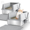 2 Pack Stainless Steel Litter Box,XL Metal Cat Litter Box with Lid | Extra Large Litter Box for Big Cats,High Sided,Odor-Resistant, Scratch-Proof, Easy to Clean,Scoop &Mat Included - color: XLarge-2 pack