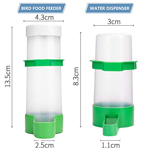 Bird Feeder, Bird Water Dispenser for Cage, 2PCS Automatic Bird Water Feeder with 1PCS Food Feeder for Cage Pet Parrot Budgie Lovebirds Cockatiel Automatic Bird Feeder (2pcs 60ml + 1pcs 150ml) - size: 2pcs 60ml + 1pcs 150ml