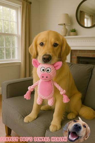 Plush Pig Dog Toy, Squeaky Interactive Tug Toy for Small Medium Dogs | Cute plush toy with sound features, designed for small and medium dogs, indoor play and daily entertainment - color: Pink