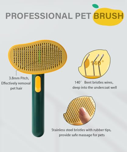 Cat Brush for Shedding, Mango Cat Brushes with Gentle Bristles and Release Button, Gentle Self Cleaning Pet Brush for Indoor Cats and Dogs Daily Grooming Tool During Shedding Season - color: Light Mango