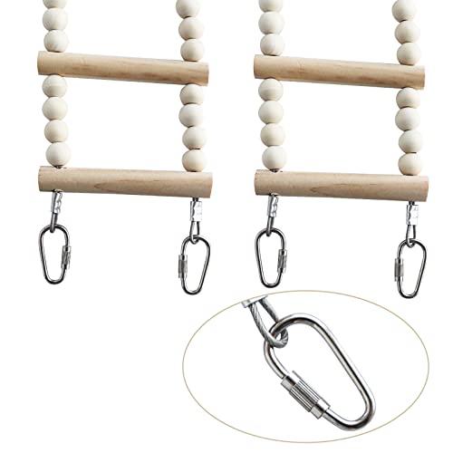 Bird Ladder Bridge, Wooden Pet Hamster Climbing & Swing Toys, Cage Accessories for Birds Rats Parrots Hamster Squirrel Sugar Gliders Parakeets Cockatiels - 28 Steps - 61.8 x 3.14 Inch - size: 28 Steps - 61.8 × 3.14 Inch