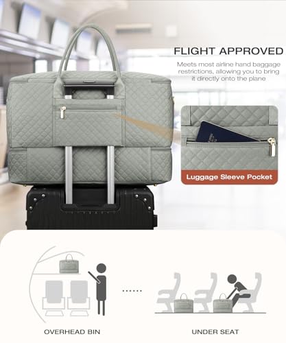 Travel Duffle Bag, Wide Open Large Weekender Bag for Women with Shoe Compartment, Carry on Overnight Bags with Toiletry Bag, Hospital Bag for Women Labor Delivery with Wet Pocket (Dark Green) - color: Dark Green, size: 45L