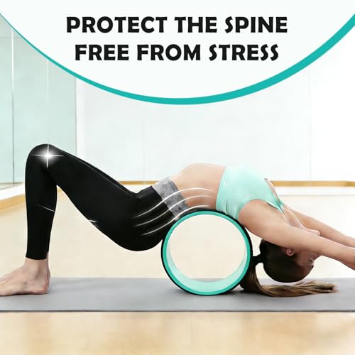 NGT Yoga Wheel 13 inch Yoga Wheel for Back Pain Strongest and Most Comfortable Dharma Yoga Prop Wheel with Free Yoga Bands - color: black-green