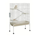 Large Metal Critter Nation Cage, 4-Tier Guinea Pig Cages, 55 Inch Height Ferret Cage with Wheels, Deep Tray, Ramp, Water Bottle & Bowl, Small Animal Cage for Chinchillas, Rabbits, Rats, Sugar Gliders - size: 55"H