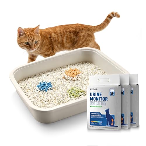 PETKIT Tofu Cat Litter, Clumping Flushable, Urine pH Detection Tofu Litter | 100% Natural Ingredients Plant Cat Litter, Dust-Free,Low Tracking and Odor Control - color: 5.3lbsx3bags