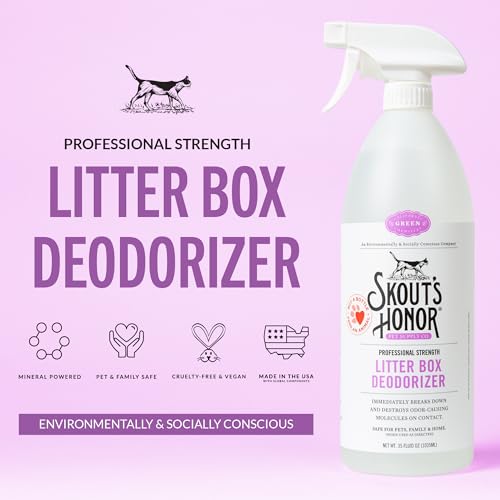 SKOUT'S HONOR Professional Strength Cat Litter Box Deodorizing Spray, 35 oz | Plant-Powered Cat Odor Eliminator, Eco-Friendly Molecular Deodorizer That Instantly Breaks Down Litter Box Odors
