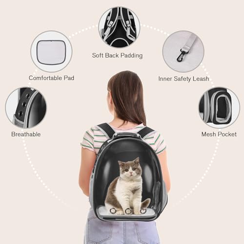 Cat Carrier Backpack, Pet Carrier Backpack Front Pack for Small Medium Cat Puppy Dog Carrier Backpack Bag Space Capsule, Pet Carrier for Travel Hiking Walking Camping (Black) - color: Black