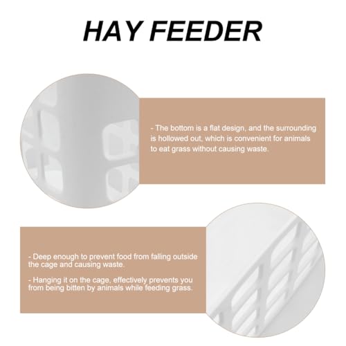 ULTECHNOVO Bunny Hay Feeder Hanging Manger for Rabbits Guinea Pigs and Chinchillas Anti-Waste Cage Mounted Grass Holder Deep Feeding Rack 9.44 X 8.26 X 3.74 in - color: White