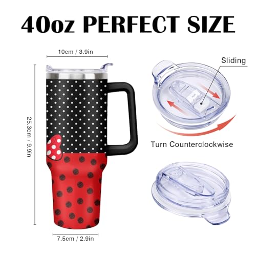 40oz Cartoon Mouse Tumbler with Handle and Straw Lid | Stainless Steel Insulated Tumbler, BPA FREE Travel Coffee Mug Cup for Car Cold and Hot - Birthday, Christmas Gift - color: Bow Tie, size: 40 Ounces