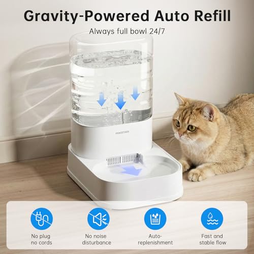 PAWGETHER® Automatic Cat Water Dispenser with 1 Filter Gravity Water Bowl for Dogs, 1 Gallon/3.5L Dog Water Bowl Dispenser, Cat Waterer, Easy to Fill - color: Waterer + 1 Filter