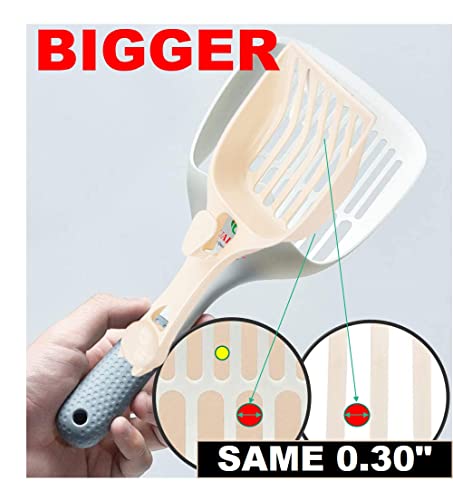 QUALIALL Cat Kitty Litter Box Poop Pooper Scoop Scooper for Cat Litter Box with Holder Large Light Fast Comfortable Sturdy Durable 1+2+1pcs White